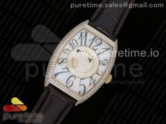 Double Mystery YG Diamonds Dial on Brown Leather Strap MIYOTA 9015