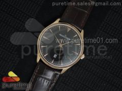 Master Ultra Thin Date RG Black Dial on Black Leather Strap MIYOTA 9015