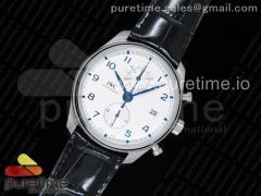 Portugieser Chrono Classic 42 IW3903 YLF Best Edition White Dial Blue Markers on Black Leather Strap A7750