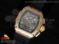 RM11-03 RG Chrono Black Inner Bezel Skeleton Dial on Black Rubber Strap A7750