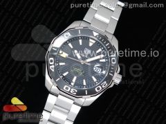 Aquaracer Calibre 5 SS 43mm OXF 1:1 Best Edition Ceramic Bezel Black Dial "Double Yellow" on SS Bracelet SW200