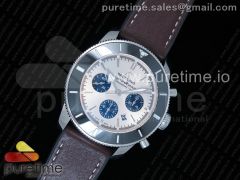 Superocean Heritage II B01 Chronograph 44 SS Gray/Black Dial on Brown Leather Strap A7750