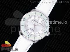 Fifty Fathoms White/Gray WTF Best Edition White Dial on White Sail-canvas Strap A1315