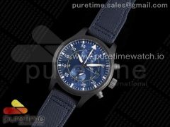 Pilot Chrono "Blue Angels" Black Ceramic ZF Best Edition on Blue Leather Strap A7750