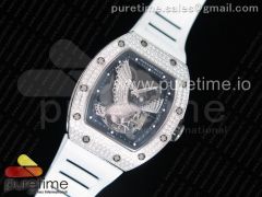 RM 51-01 SS Eagle Diamonds Bezel KVF Best Edition on White Rubber Strap MIYOTA8215