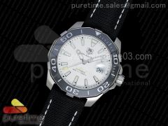 AquaRacer Calibre 5 SS V6F 1:1 Best Edition White Textured Dial on Black Nylon Strap A2824