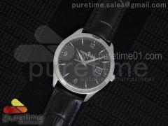Master Ultra Thin Date SS Black Dial Arabic Markers on Black Leather Strap MIYOTA 9015