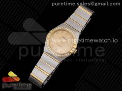 Constellation Ladies SS/YG 28mm AF 1:1 Best Edition Diamonds Bezel Gold Dial Diamonds Markers on SS/YG Bracelet ETA Quartz