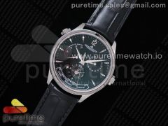 Master Geographic Real PR SS ZF 1:1 Best Edition Black Dial on Black Leather Strap A939