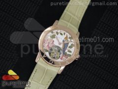 I Giardini Di Bulgari Tourbillon RG Parrot Dial on Beige Croco Strap