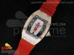 RM 007 Lady RG Diamonds Dial on Red Rubber Strap 6T51