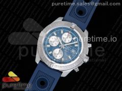 Colt Chronograph 44mm SS Blue Textured Dial on Blue Rubber Strap A7750 (Free Extra Rubber)