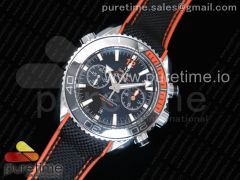 Planet Ocean Master Chronometer OMF SS Black/Orange Polished Bezel Black Dial on Black Nylon Strap A9900 (Black Balance Wheel) V2