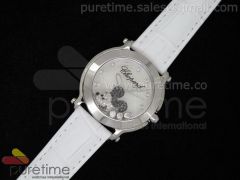 Happy Mickey SS on White Leather Strap Swiss Quartz