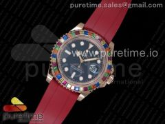 Yacht-Master 40 116695SATS Noob 1:1 Best Edition 904L Case on Red Rubber Strap (Free Extra Strap)