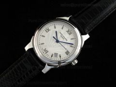 Classic Automatic SS White Dial on Black Leather Strap