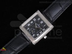 Reverso Squadra Black Dial on Black Leather Strap Jap Quartz