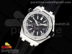 Royal Oak Offshore Diver 15710 JF 1:1 Best Edition Black Dial on Black Rubber Strap A3120 V10 (Free XS Strap)