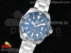 Aquaracer Calibre 5 SS 43mm OXF 1:1 Best Edition Ceramic Bezel Blue Dial "Double Yellow" on SS Bracelet SW200