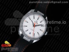 Aqua Terra 150M Master Chronometers VSF 1:1 Best Edition White Dial Orange Hand on Black Rubber Strap A8900 Super Clone