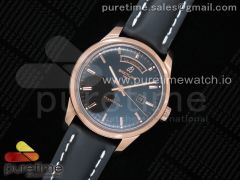 Breitling Transocean Day & Date Automatic V7F RG Black Dial on Black Leather Strap A2836