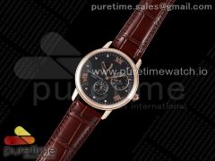 Patrimony Power Reserve RG OXF Best Edition Black Dial on Brown Leather Strap A23J