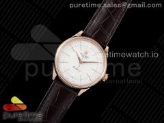 Cellini RG KZF 1:1 Best Edition White Dial Stick Markers on Brown Leather Strap SA3132