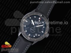 Fifty Fathoms Bathyscaphe Black Ceramic GF 1:1 Best Edition Black Dial on Black Sail-Canvas Strap A1315 (Free Rubber Strap)