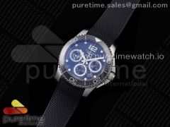 HydroConquest Chrono SS Black Ceramic Bezel OXF Best Edition Black Dial on Black Rubber Strap A7750