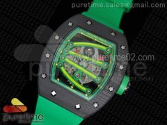 RM 059 Forge Carbon Green Inner Bezel Skeleton Dial on Green Rubber Strap 6T51