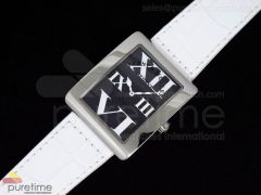 Infinity SS Black Dial White Roman Markers on White Leather Strap Jap Quartz