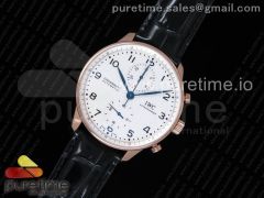 Portugieser Chrono RG “150 Years” IW3716 YLF Best Edition White Dial on Black Leather Strap A7750 (Slim Movement)