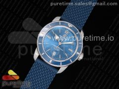 SuperOcean Heritage ii 42mm SS OMF 1:1 Best Edition Blue Dial Blue Bezel on Blue Rubber Strap A2824 (Free Rubber Strap)