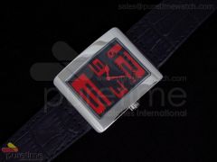 Infinity SS Black Dial Red Numeral Markers on Black Leather Strap Jap Quartz