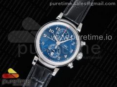 Da Vinci Chrono Laureus IW393402 SS ZF 1:1 Best Edition Blue Dial SS on Black Leather Strap A7750