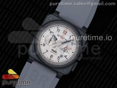 BR 03-94 Chrono PVD Gray Dial Black Markers on Gray Rubber Strap A7750 (Free Nylon Strap)