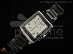 Reverso Squadra Quartz Chronograph PVD White Dial on SS Bracelet