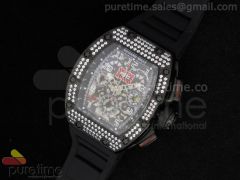 RM011 Felipe Massa Carbon PVD Full Pave Diamonds Bezel on Black Rubber Strap A7750