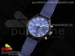 Pilot Chrono Blue Angels Black Ceramic YLF Best Edition on Blue Leather Strap A7750