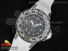RM028 47mm RMF SS Black Skeleton Dial on White Rubber Strap A7750