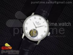 Carrousel Tourbillon SS Erotic Caseback White Dial on Black Leather Strap