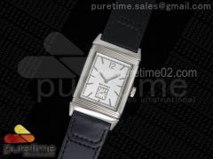 Reverso Ultra Thin Duoface SS White Dial Stick Markers on Black Leather Strap Ronda Quartz