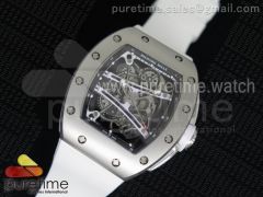 RM061 SS RMF White Inner Bezel Skeleton Dial on White Rubber Strap MIYOTA9015