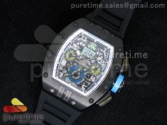 RM011-FM (Felipe Massa) Flyback Chrono PVD Skeleton Dial White Inner Bezel on Black Rubber Strap A7750