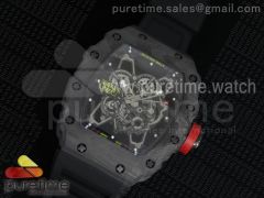 RM 035 Forge Carbon Black Inner Bezel Skeleton Dial on Black Rubber Strap 6T51