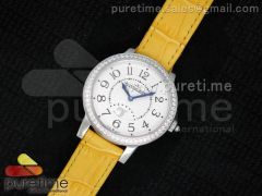 Rendez-Vous SS White Textured Dial on Yellow Leather Strap Ronda Quartz