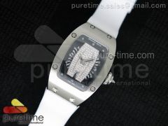 RM 007 Lady SS Diamonds Dial SS Case on White Rubber Strap 6T51