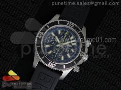 SuperOcean Chrono Abyss SS Black Dial Yellow Hands on Black Rubber Strap A7750