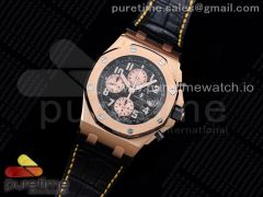 Royal Oak Offshore 2019 Gold JF 1:1 Best Edition on Black Leather Strap A3126 V2 w/ Cyclops and DW Mod