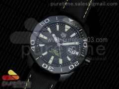 Aquaracer Calibre 5 ALL Black PVD MKF 1:1 Best Edition Textured Dial Ceramic Bezel on Nylon Strap A2824